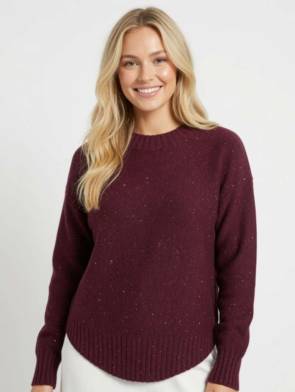 Nwt Women’s Old Navy Speckled Crewneck Sweater in Burgundy (Size:med)